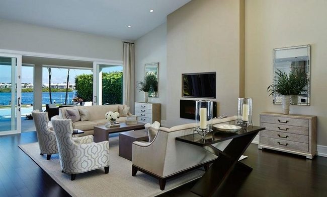 Dark Wood Floors With Neutral Balance