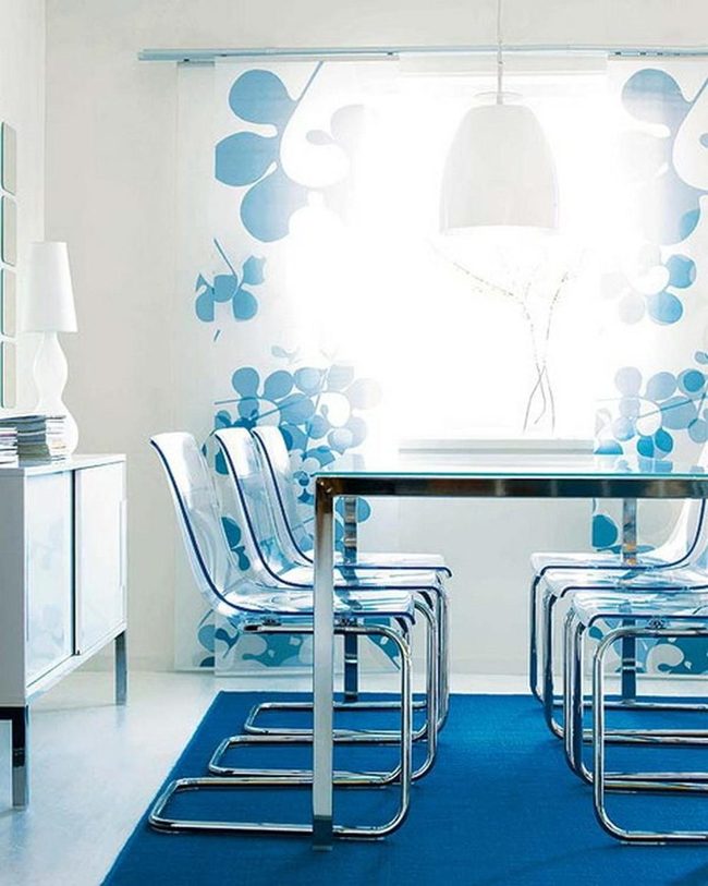 Transparent Chairs, Gleaming Metal, Modern Dining