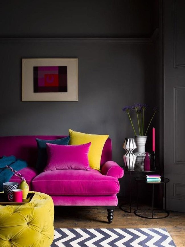 Pink Couch Pops Against Gray