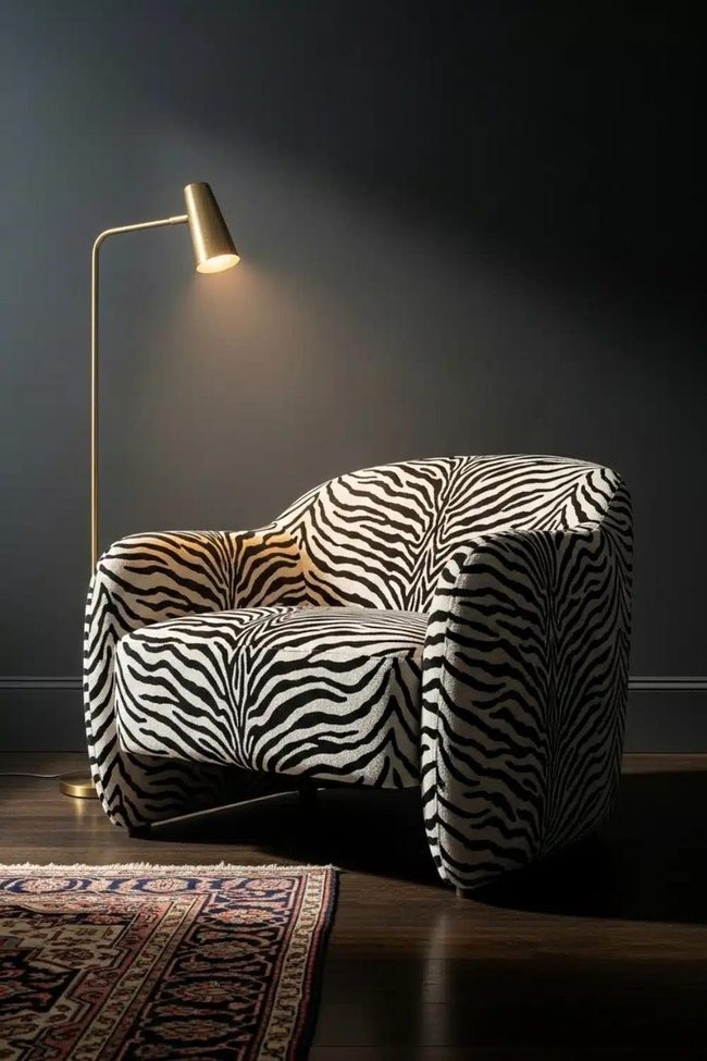Zebra Armchair Anchors Gray Room