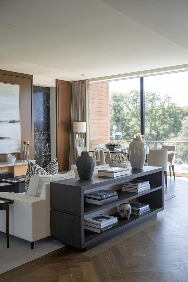 Dark Wood Floors With Natural Light Flooding