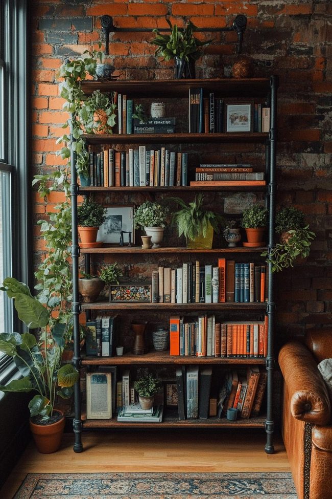 Metallic Frame Hardwood Shelving System
