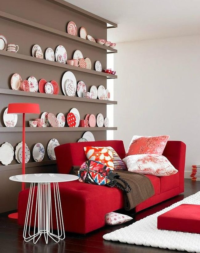 Red Upholstery Living Room