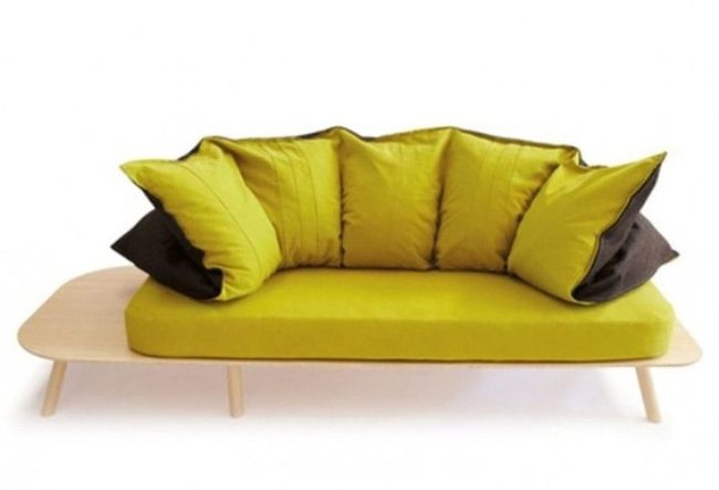 Sunshine-Yellow Sofa With Architectural Curves