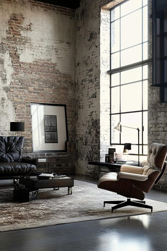 Black Brick Leather Living