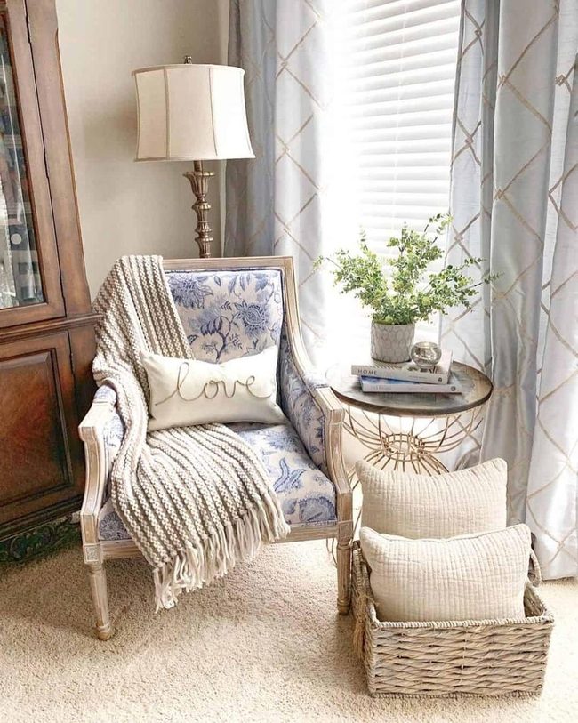 Light Blue Floral Accent Chair