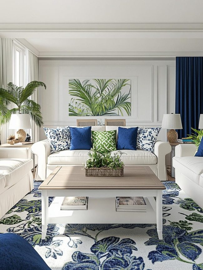 Seasonal Blues and Greens Lounge