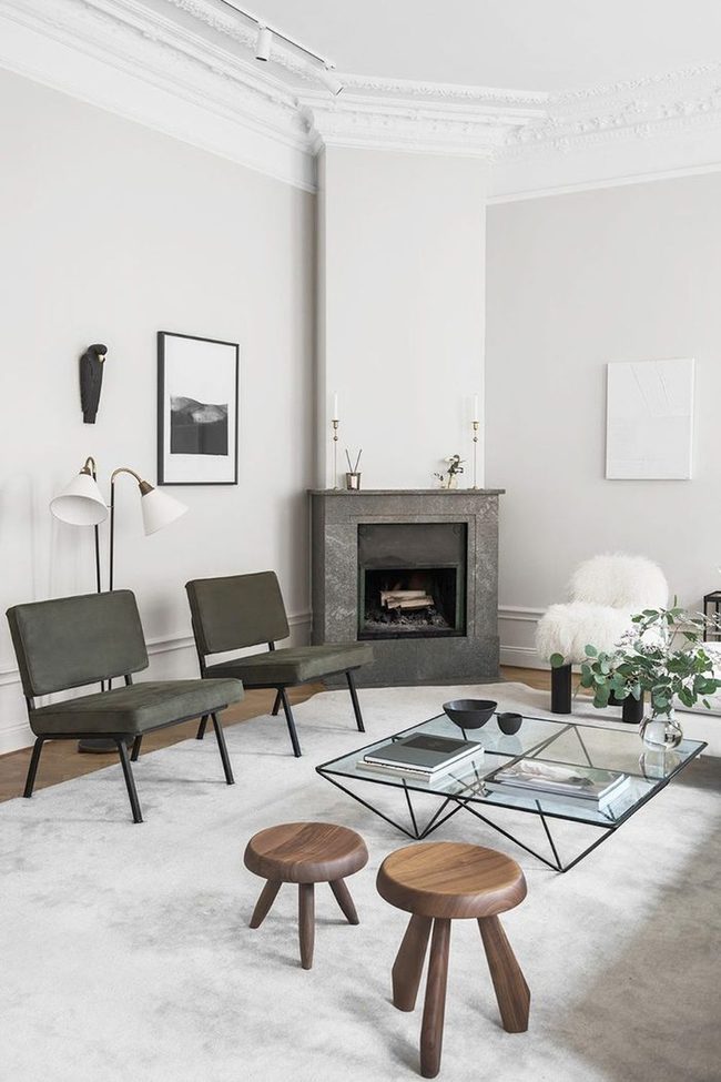 Marble Fireplace Modern Gathering Space