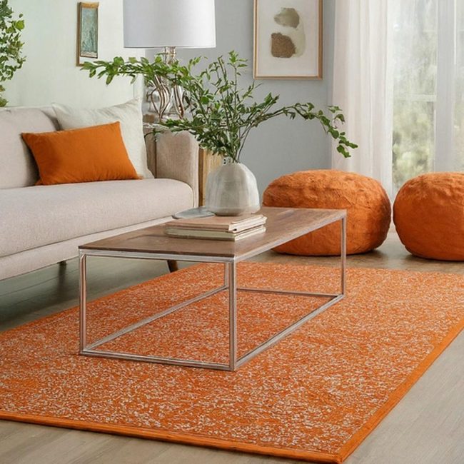 Sunlit Orange Rugs Ground Modern Living