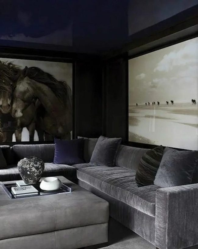 Dark Gray Walls With Horse Artwork