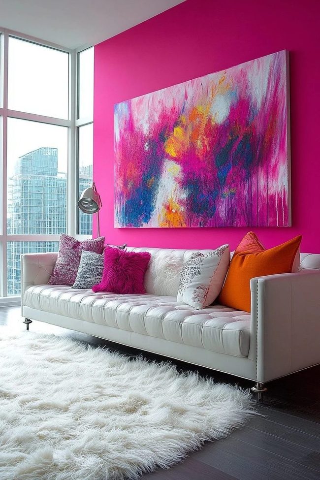 Bright Pink Walls Meet Modern White