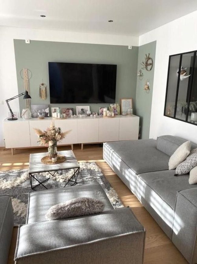 Light Green Walls And Wooden Floors