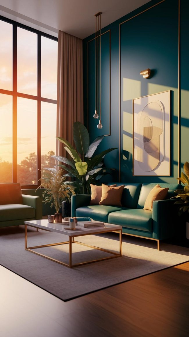 Navy Blue Walls With Bright Green Focus