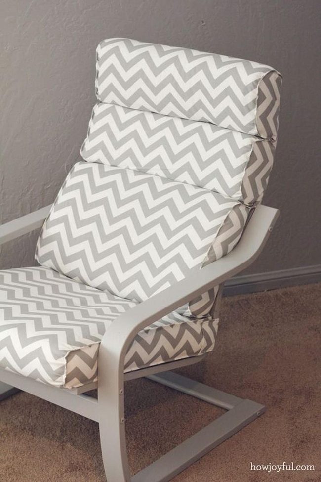 White Frame Chairs Chevron Cushions