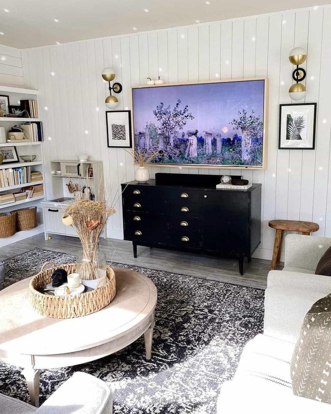 Black, White, Gold Living Room