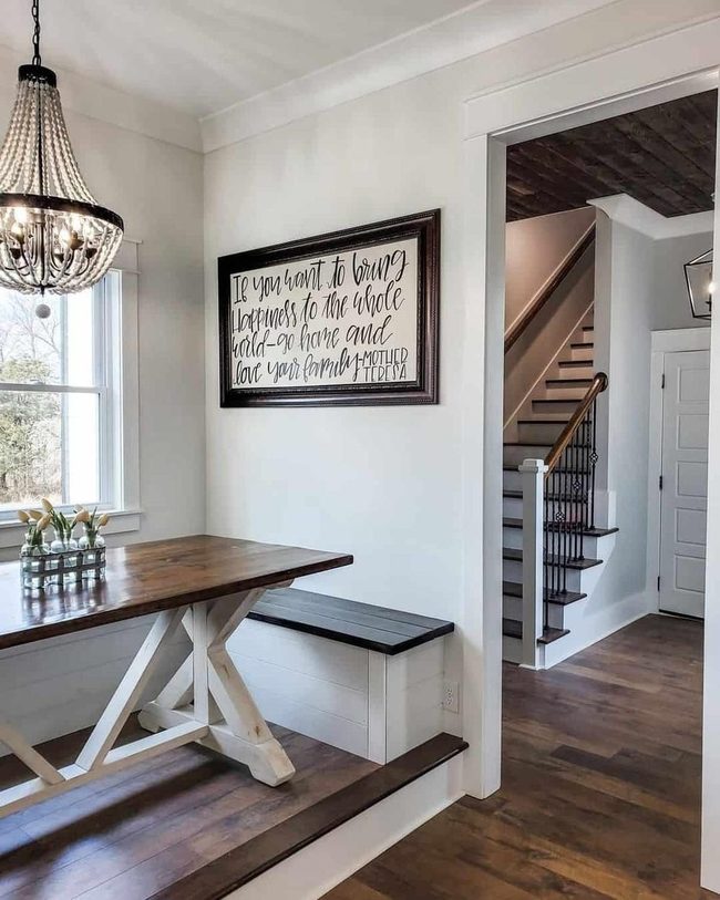 Wooden Bench With Beaded Chandelier Glow