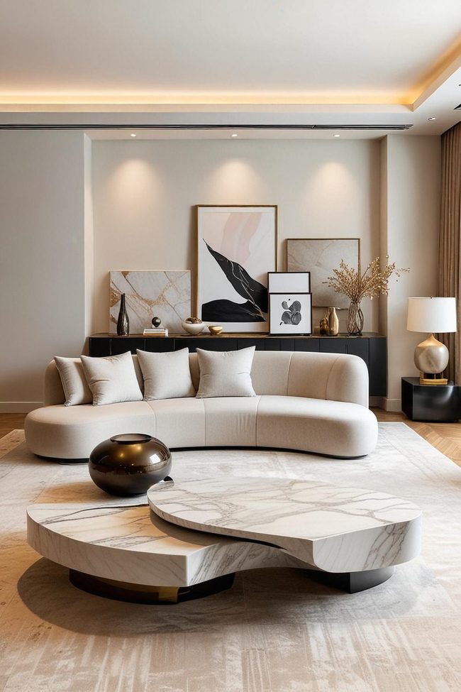 Sculptural Marble Coffee Table Statement