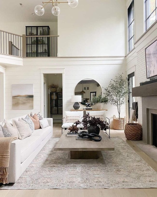Black Leaves White Shiplap Statement