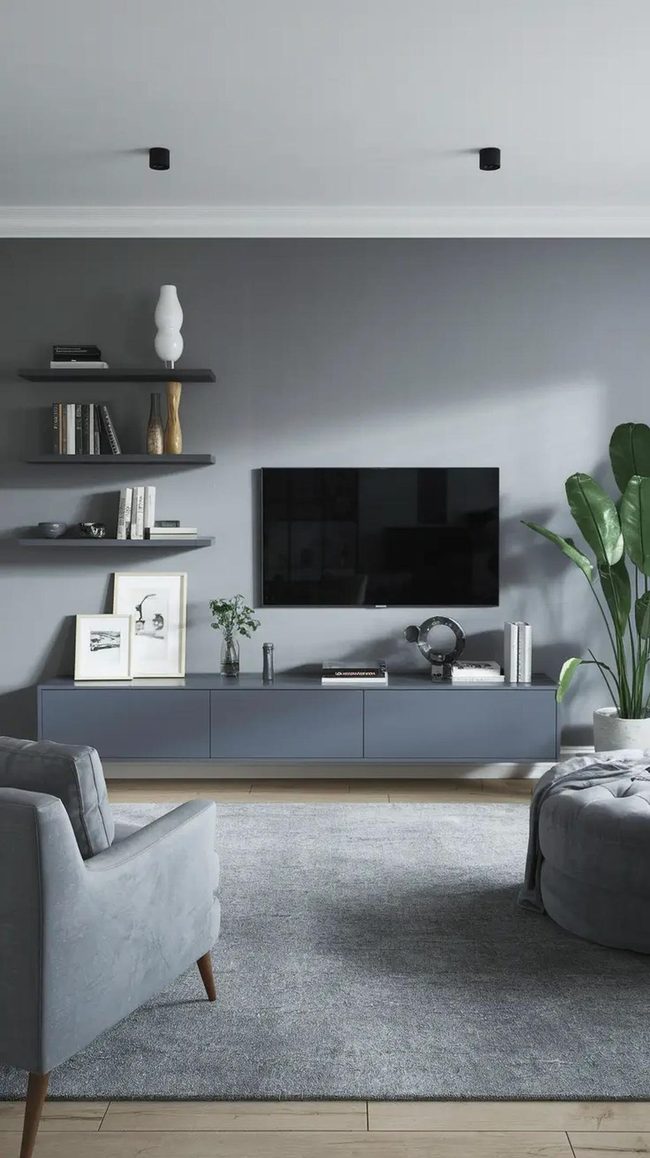 Grey Steel Media Unit With Hidden Cable Storage