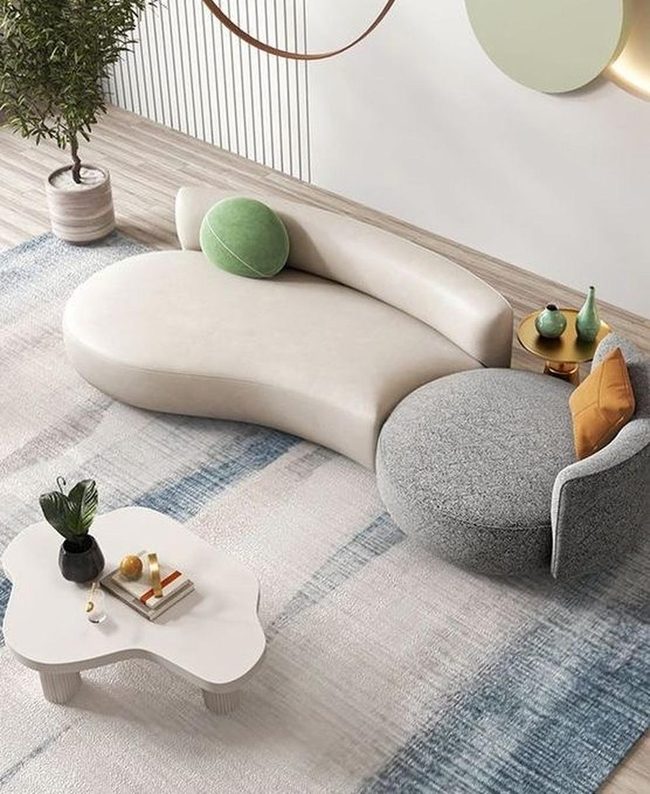 Curved Fabric Sculpture Sofa