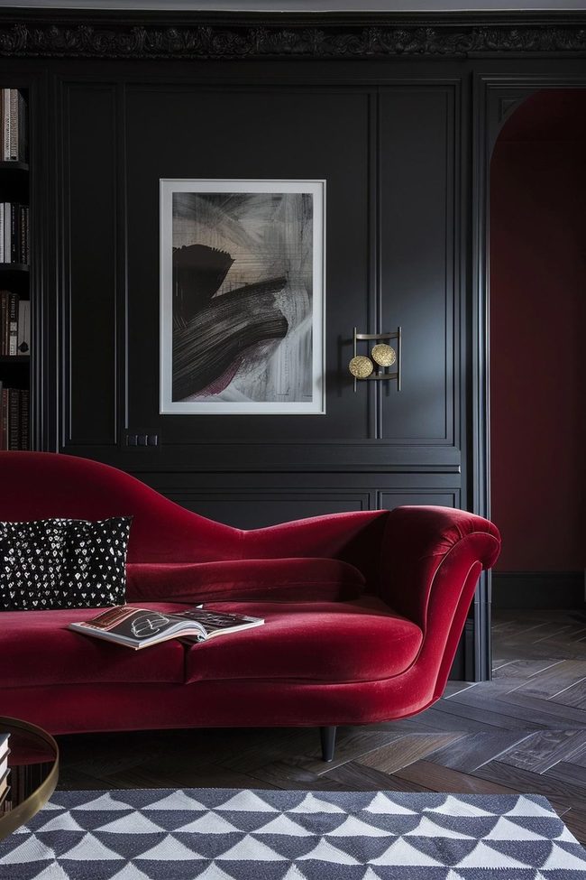 Ruby Red Velvet Sofa Statement