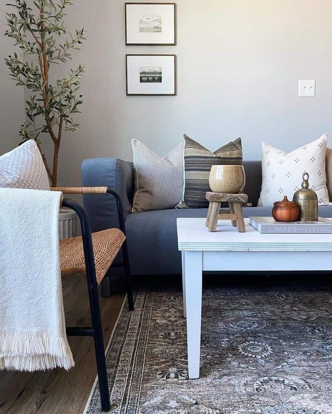 Blue Sofa Anchors Modern Mix