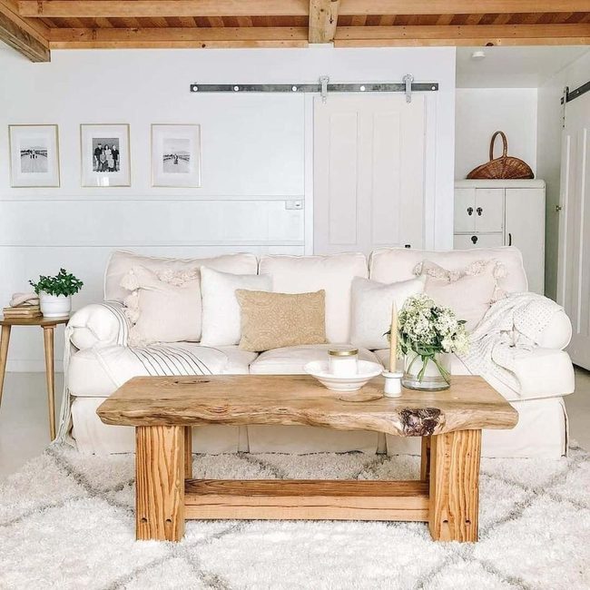 Raw Wood Table, Neutral Palette