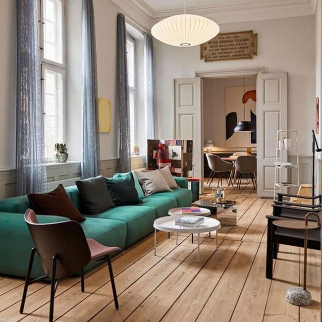 Green Sofa With Sunlit Interiors