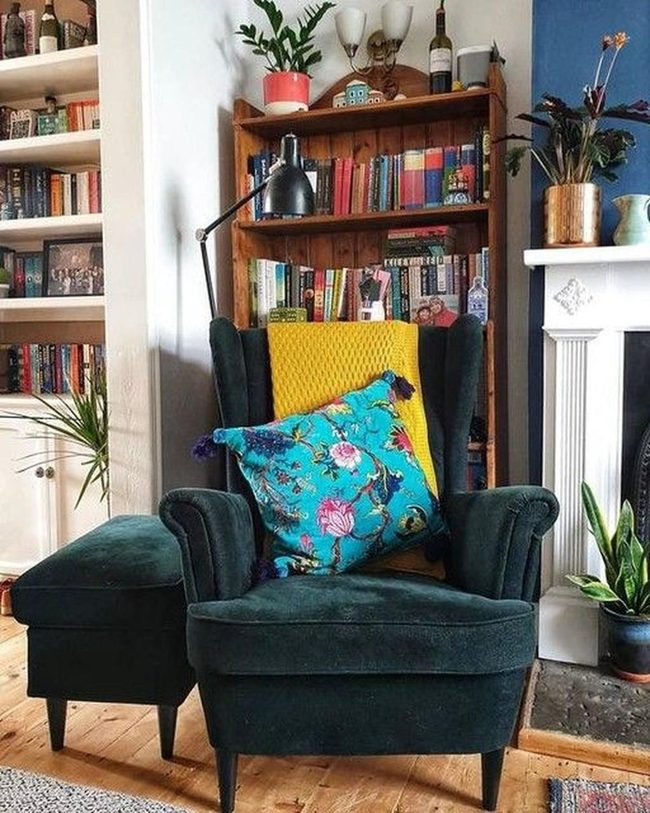 Dark Green Chair With Yellow Accent
