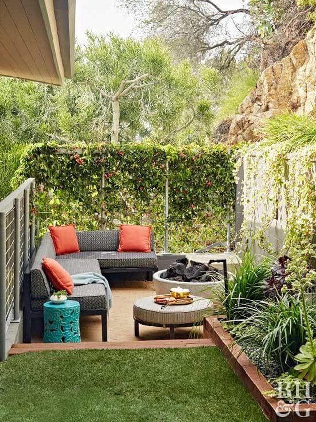 Plush Cushions Meet Garden Fire Pit
