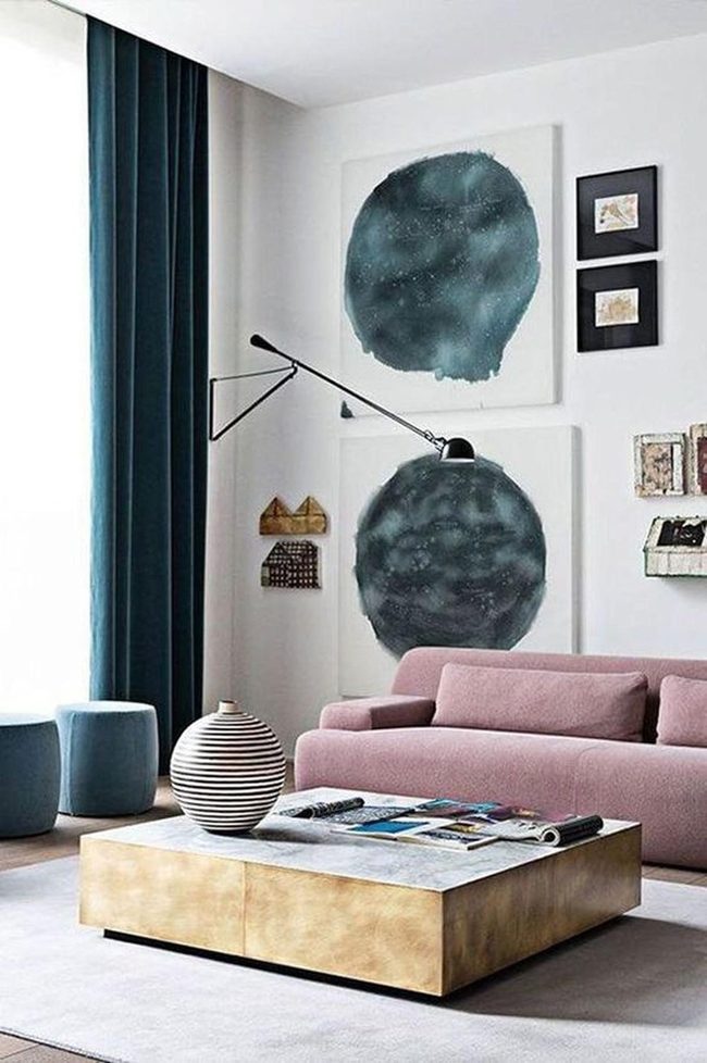 Pink Blue Abstract Circle Walls