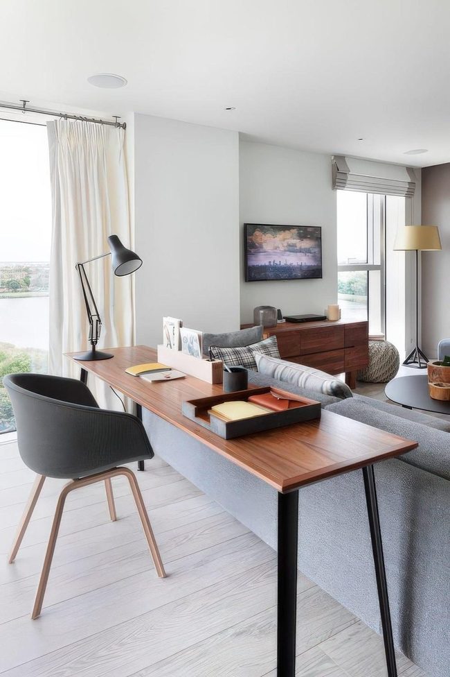 Polished Wood Floors Bright Workspace