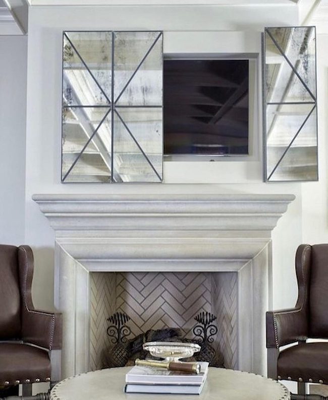 Mirrored Panels Hide Television Elegantly