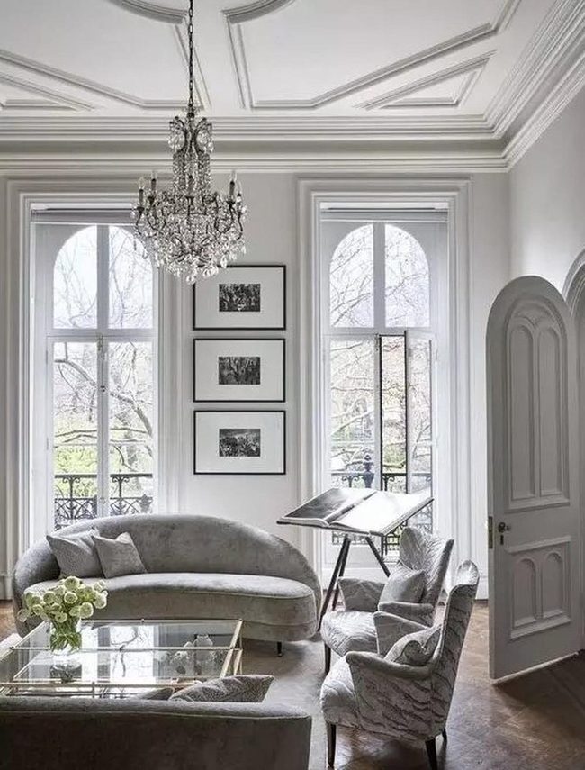 Sunlit Crystal Chandelier Living Space
