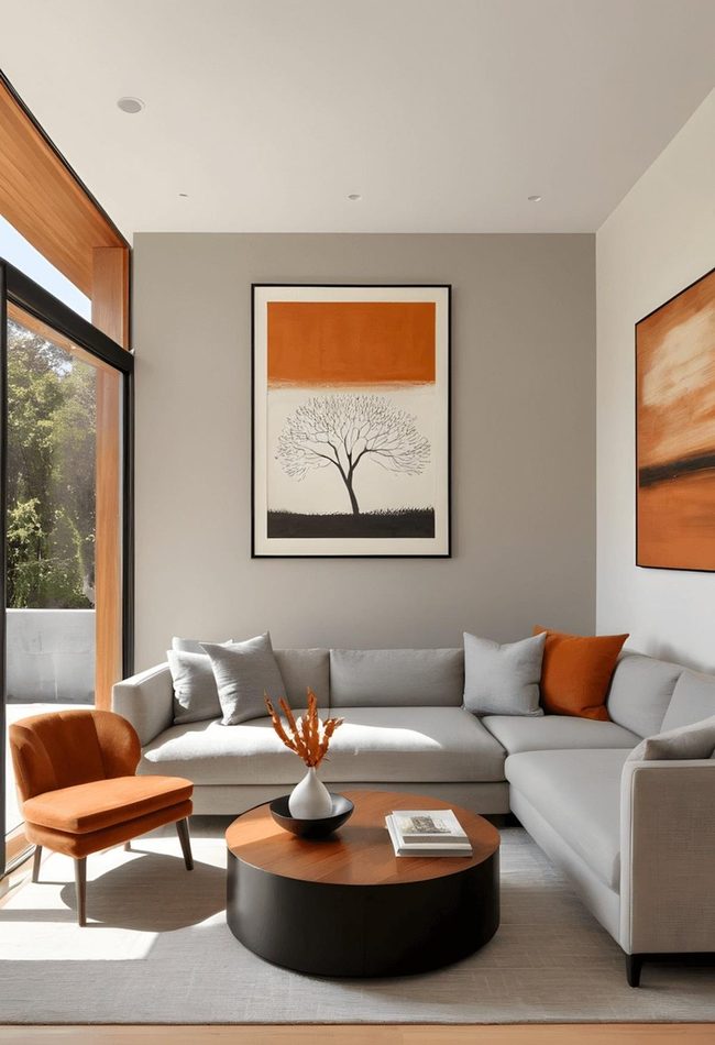 Burnt Orange Artwork Gallery Wall