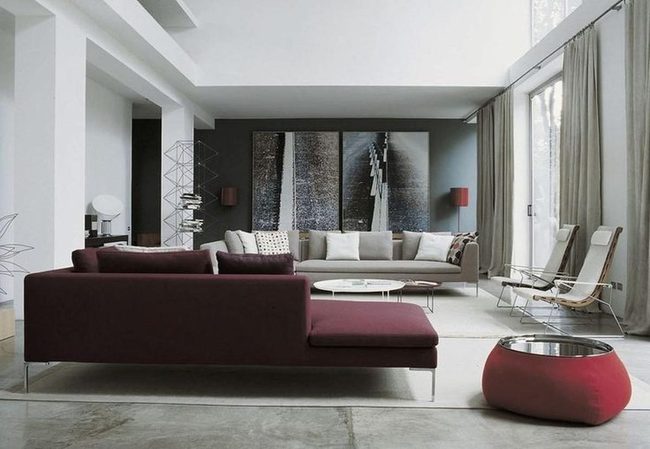 Deep Red Sofa Modern Living