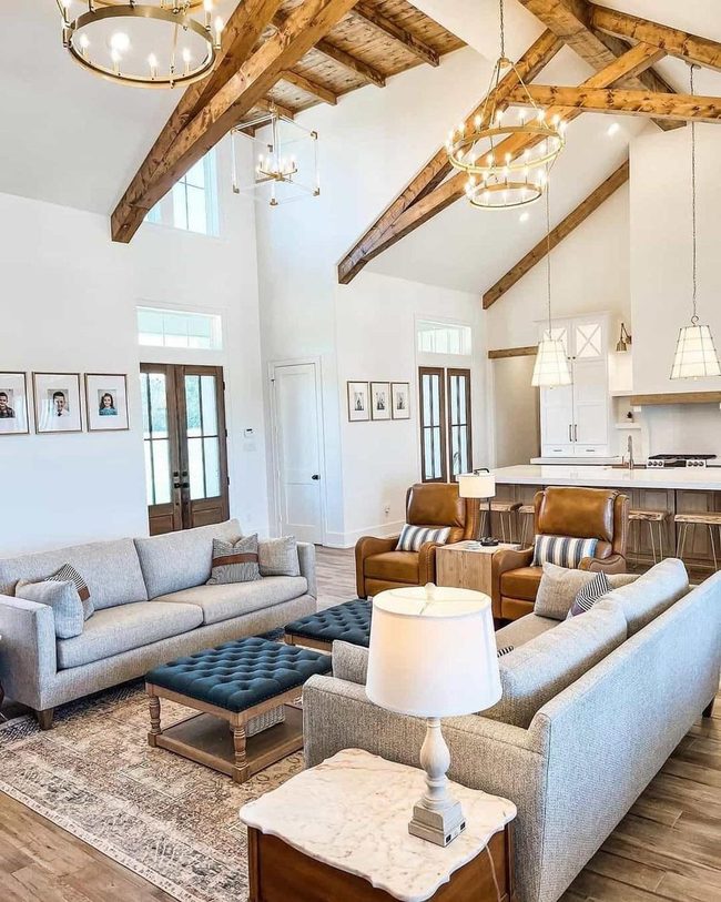 Soaring Wood Beams White Walls