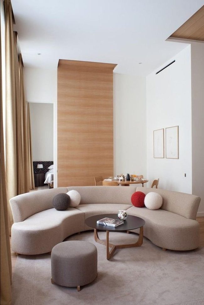 Curved Beige Sofa Steals The Show