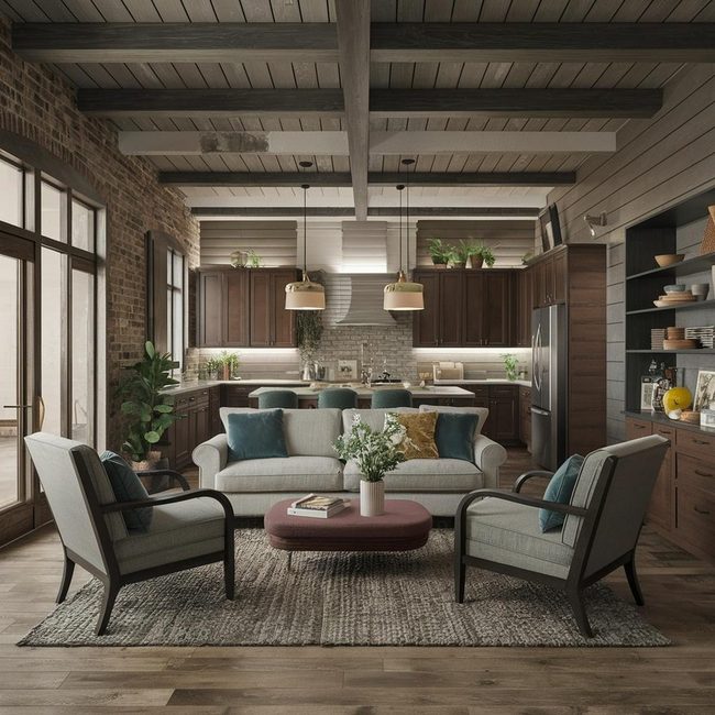 Shiplap and Stone Define Open Spaces