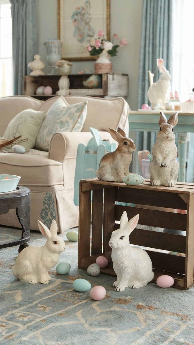 Ceramic Bunnies Spring Display