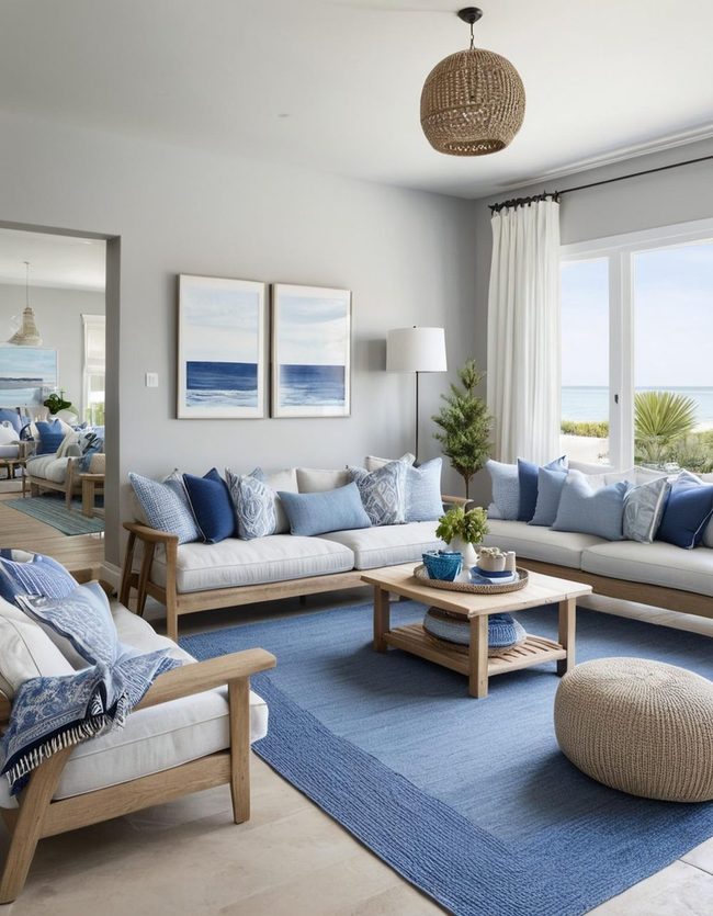 Pale Grey Meets Ocean Blue