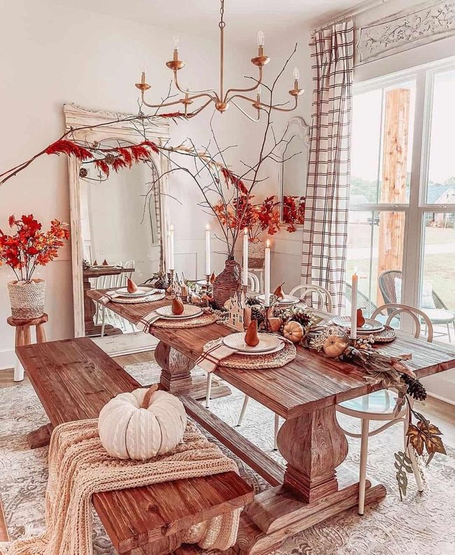 Autumn Branches Frame Wooden Dining