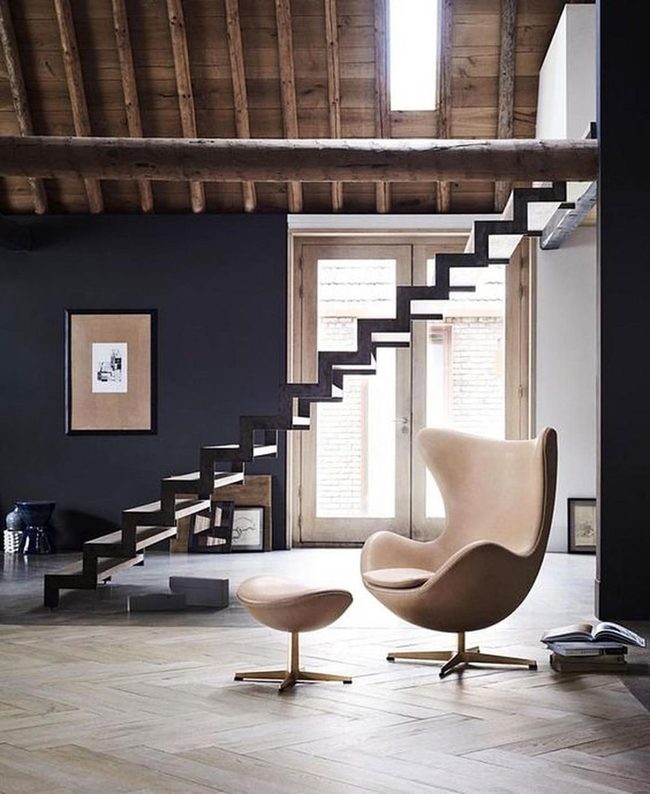 Soaring Wooden Beams And Floating Stairs