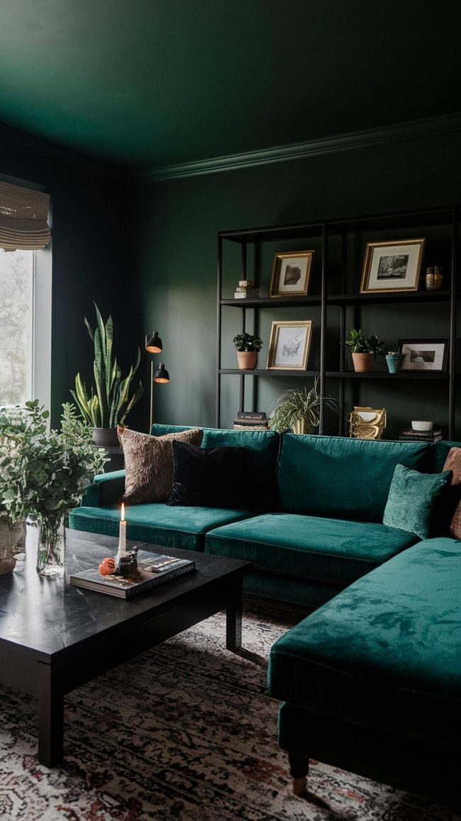 Emerald Velvet Living Room Sanctuary