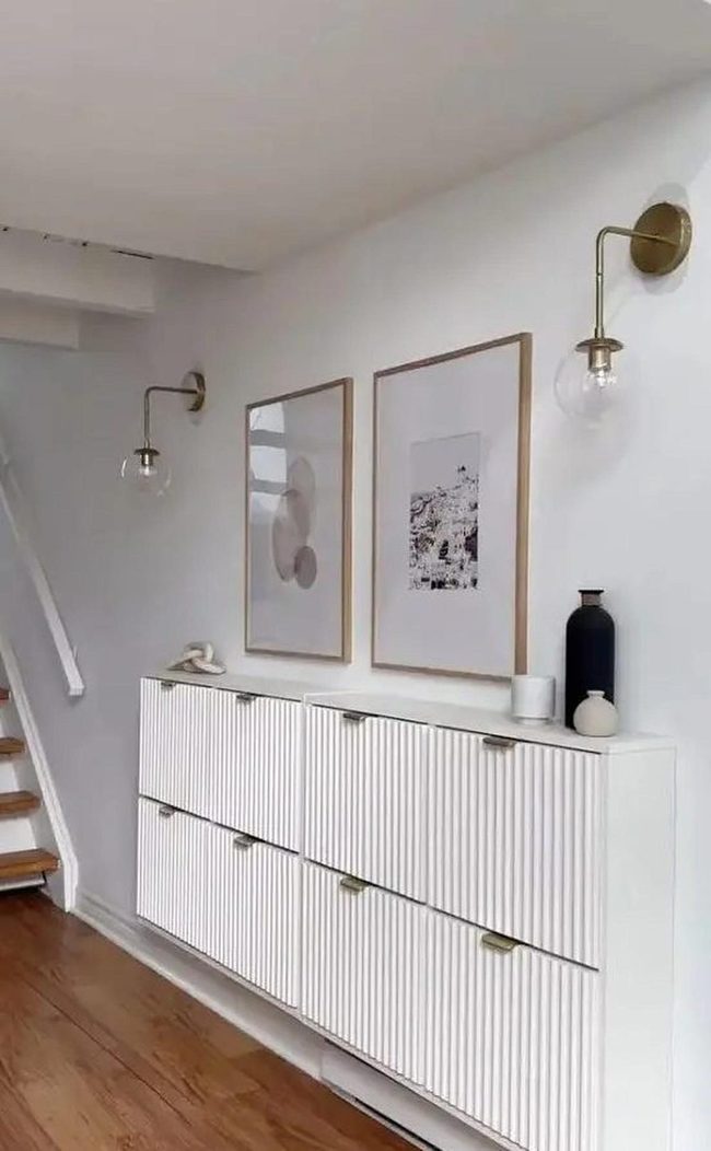 White Cabinets, Brass Details, Wood Floors