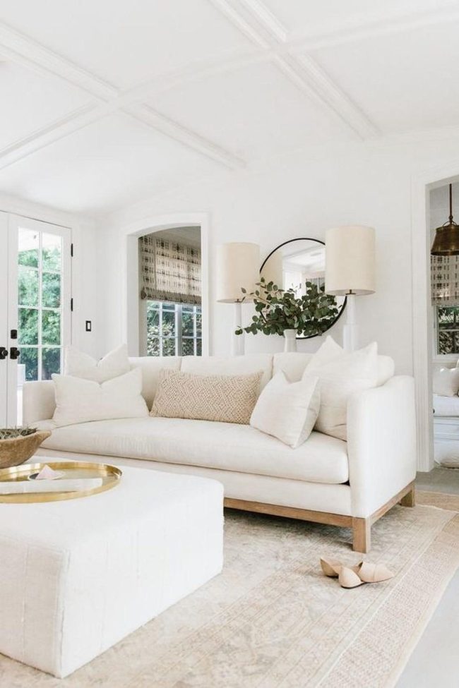 Sunlit Living Room With Green Plants