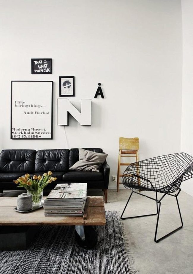 Black Leather Meets Light Wood