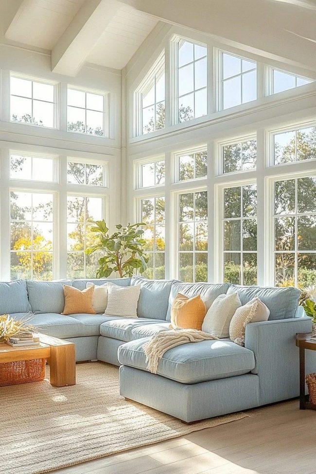 Sky Blue Sofa Summer Lightness