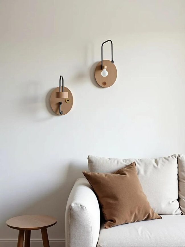 Mixed Metal Wall Lighting Display