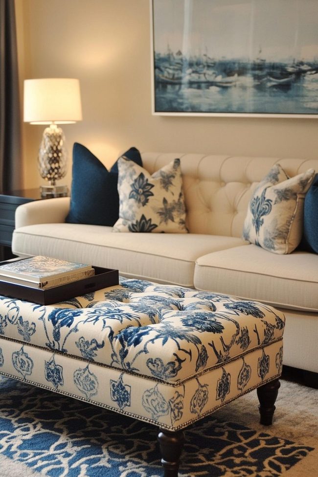 Fabric-Matched Ottoman Footrest Set